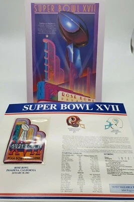 Super Bowl XVII 17 Official Game Program & Commemorative Patch Redskins/Dolphins - Image 1 of 4
