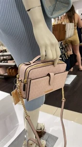 Michael Kors Women Medium Double Zip Phone CrossbodyLight Powder Blush - Picture 1 of 22