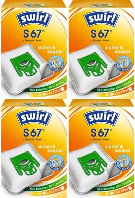 4 Pakete Swirl Staubsaugerbeutel S67 AirSpace für Siemens Bosch Typ: G S 67
