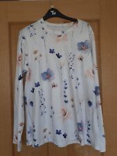 Temu Ladies White Floral Long Sleeved Top Size Large