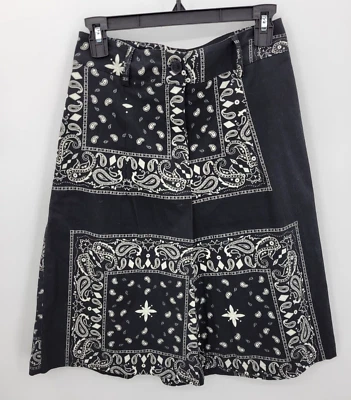 Vicolo Culotte Shorts Womens Small Black Wide Leg Bandana Print Boho Cowgirl - Image 1 of 4
