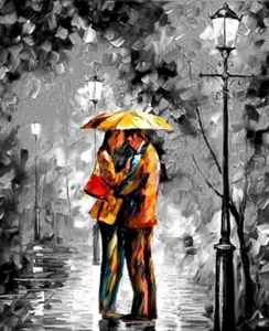 Abrazo de invierno 28x16 pulgadas pintura al óleo, marco disponible. Cuchillo estilo pintura decoración - Imagen 1 de 7