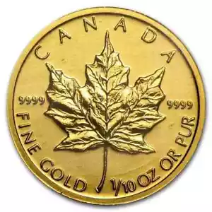 1/10 oz Gold Maple Leaf Coin - Limited Collector's Piece | 1/10 oz, .9999 Gold - Picture 1 of 2