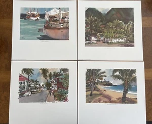 4 Vtg Watercolor Prints - Lahaina - Maui by Vern Tremewen - 1976 - Picture 1 of 9