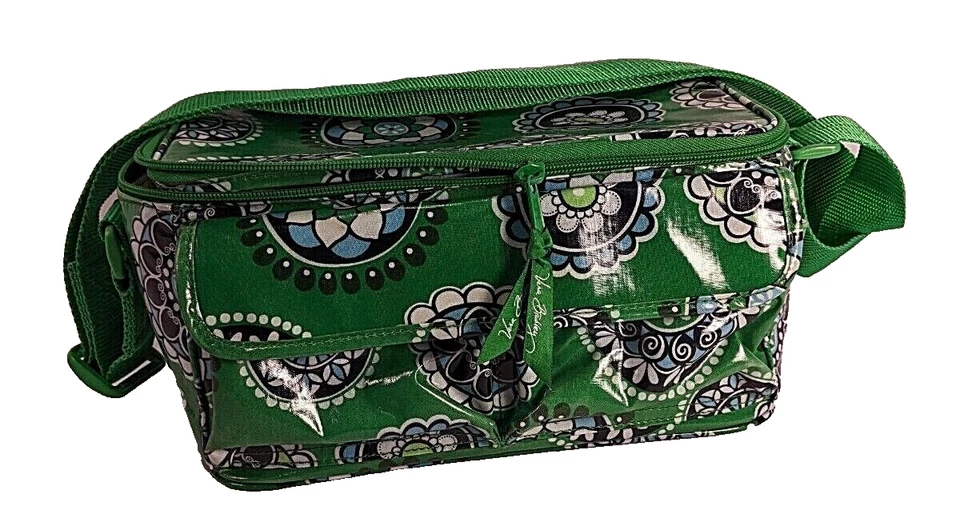 Vera Bradley Lancheira Isolada Bolsa Tote Vinil Alça Ajustável Copo Bolo Verde  - Imagem 1 de 4