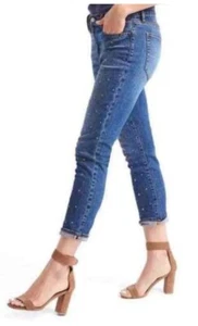Nuevo Gap 1969 STAR STUDDED Best GIRLFRIEND JEANS 31 mujeres 12 99 % algodón tiro medio - Imagen 1 de 5