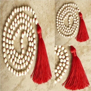 Collar colgante de piedra de yoga con borlas de gules de howlita natural de 6 mm 108 - Imagen 1 de 3