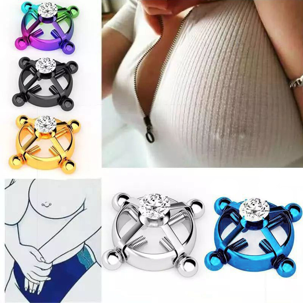 Fake Nipple Rings For Women – Non-Piercing Stainless Steel Heart Dangle, Sparkling Body Jewelry For Cosplay, Parties