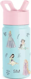 Einfache moderne Disney Princess Kinder Trinkflasche mit Strohhalmdeckel 14oz, Prinzessinnen - Bild 1 von 12