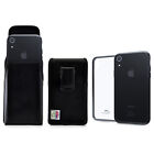 Combo for iPhone XR 6.1, Clear/Black Case + Vertical Leather Pouch and Clip