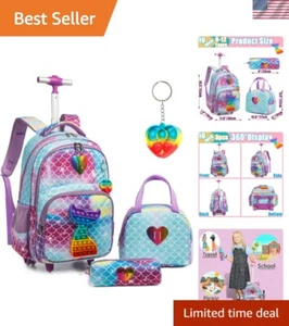 Mermaid Rolling Backpack for Girls Kids Wheels Backpacks for Elementary Stude... - Picture 1 of 7