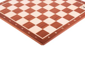 Mahogany & Maple Wooden Tournament Chess Board - 1.75" With Notation & Logo - Picture 1 of 2