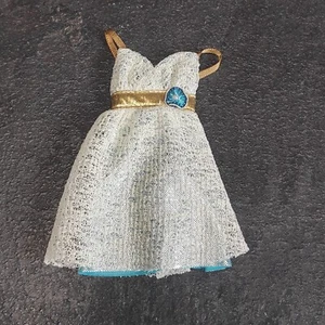 Barbie Mattel Abito Fashion Fever Kleid Weiß Blau Vintage Barbie Kleidung Dress - Picture 1 of 4
