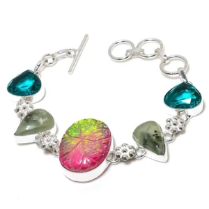 Triplet Opal Gemstone Handmade 925 Sterling Silver Jewelry Bracelet Size 7-8" - Picture 1 of 1