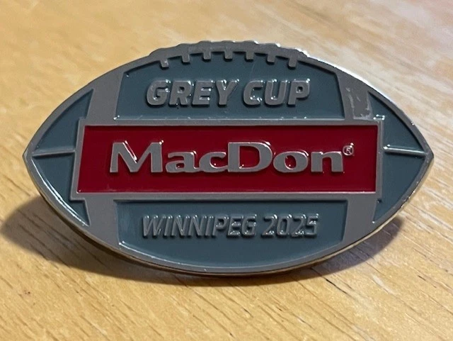 Pin CFL 2025 CFL Copa Gris Patrocinador MacDon Winnipeg Anfitrión Raro Hallazgo Foto 1 de 1