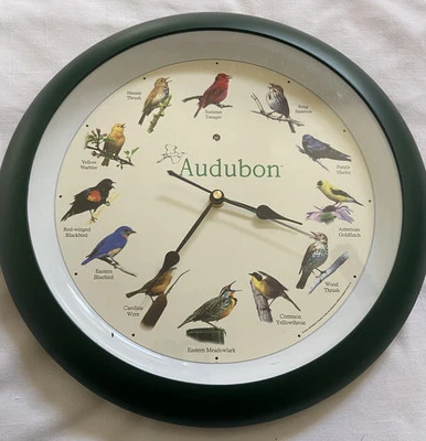 Reloj de pared redondo 13" Audubon Society pájaro cantor/sonidos - verde Foto 1 de 4
