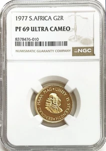 1977 GOLD SOUTH AFRICA PROOF 2 RAND JAN VAN RIEBEECK COIN NGC PROOF 69 UC - Picture 1 of 2