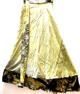 Increíble-arte Vintage Seda Sari Magic Wrap Falda Reversible Doble Capa Falda, - Imagen 1 de 6