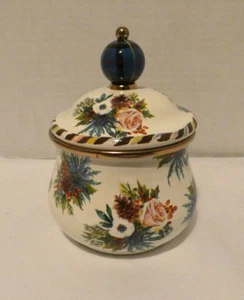 MACKENZIE-CHILD'S HIGHBANKS ENAMEL SUGAR BOWL WITH LID ,NEW - Picture 1 of 2