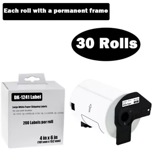 30 Rollen DK-1241 Versandetiketten kompatibel für Brother gestanzt 4" x 6" QL-1050 - Bild 1 von 10