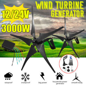 3000W Windgenerator Windkraftanlage Windrad Turbine w/Controller 12V/24V Garten