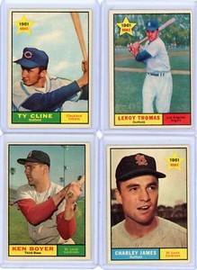 1961 Topps Baseball (9) Card Lot - JAMES/BOYER/THOMAS/CLINE/CURTIS  (READ)