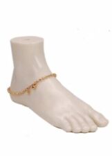 9K 9ct Yellow Gold Plated Beaded ANKLE CHAIN Bell ANKLET Adjustable 10.2" Gift"