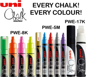 Uni Chalk Marker Pen PWE-5M PWE-8K PWE-17K Art Blackboard Pen Buy 3, Get 1 FREE - Picture 1 of 8