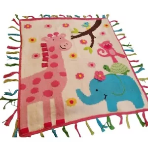 Artwalk by Knits for Kids 100% Cotton Giraffe Elephant Wall Hanging Baby Blanket - Picture 1 of 11