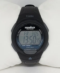Mens Timex Ironman Triathlon Indiglo 10 Lap Grey Black Digital Watch C1 - Picture 1 of 9