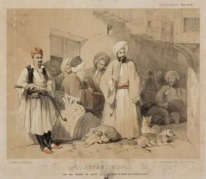 CHARLES-ÉMILE-CALLANDE / Constantinople Une Rue devant un Caffé 1854 - Picture 1 of 1