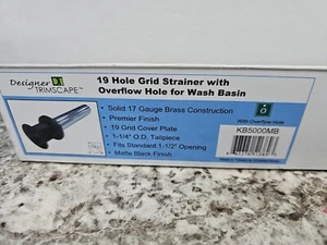 Kingston Brass KB5000MB 19-Hole Grid Drain with Overflow, 17 Gauge, Matte Black - Picture 1 of 3