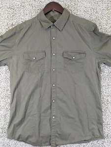 Forever 21 Camicia Uomo Media Verde Perla Snap Manica Lunga Essere Cattivi Non È Facile - Foto 1 di 7