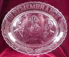 EAPG Bread Plate Platter In Remembrance Washington Lincoln Garfield Clear 1880s