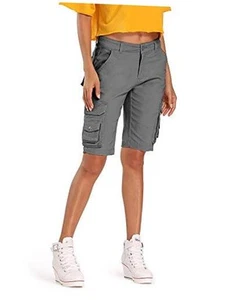 Women's Casual Multi-Pockets Bermuda Cargo Shorts Camo Knee Length Summer - Picture 1 of 6