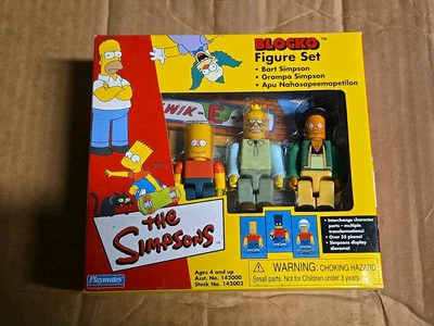 Juego de 3 figuras de Los Simpson Blocko BART SIMPSON, abuelo, APU, Playmates 2002 Foto 1 de 4