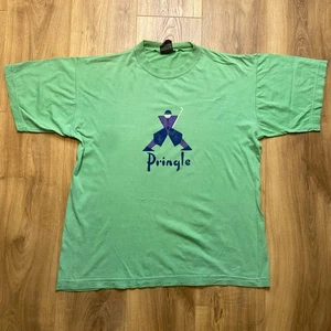 Vintage Green Pringle short sleeve Green T shirt Think Font 1980s 100% cotton L - Picture 1 of 7