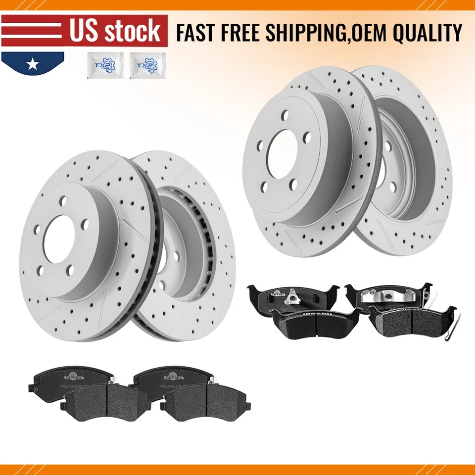 Передние задние тормозные диски и керамические тормозные колодки для Jeep Liberty 2003 - 2007 годов выпуска - Изображение 1 из 4