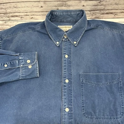 Banana Republic Shirt Mens Large Denim Chambray Safari Vintage Medium Wash - Image 1 of 4