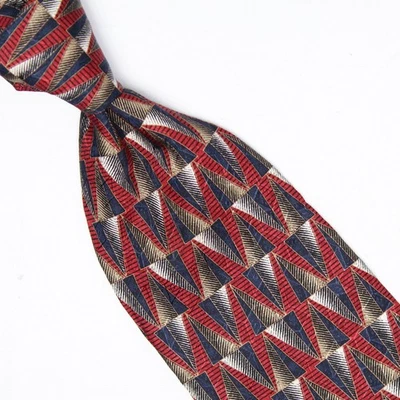 Corbata de seda JZ Richards para hombre roja azul gris marrón triángulo estampado geométrico corbata  Foto 1 de 4
