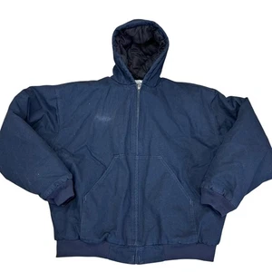 Steelguard Hooded Work Jacket Insulated Canvas Barn Coat Blue L fire resistant - Picture 1 of 10