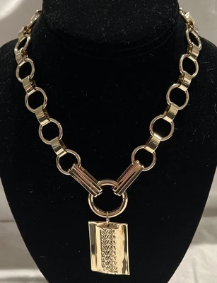 Collar DANNIJO Elisa Tono Dorado Cadena Eslabón Rectángulo Colgante NUEVO SIN ETIQUETAS Foto 1 de 3