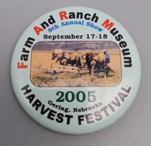 VTG 9th Annual Show Farm And Ranch Museum Gering Nebraska Button Pinback - Picture 1 of 4