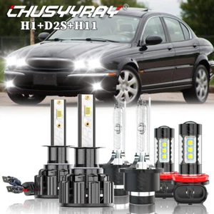 For Jaguar X-Type 2004-2007 2008 LED HID Headlight Hi/Low + Fog Light Bulb 6000K - Picture 1 of 17