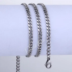 Collar de acero inoxidable tono plata eslabón cubano cadena 3 mm para hombre 18-30" de largo - Imagen 1 de 4