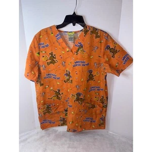 Scooby Doo Halloween Scrub Top Nurse Costume Cosplay Orange Medium - Picture 1 of 3