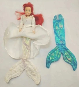 VTG Rare Disney Parks The Little Mermaid Ariel Doll Wedding Dress & Tails Fins - Picture 1 of 9
