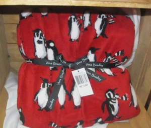 Vera Bradley PINGÜINOS JUGUETONES ROJO MANTA Navidad VACACIONES Match CAMA NUEVO CON ETIQUETAS - Imagen 1 de 5