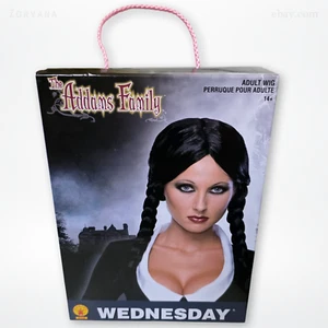 Deluxe Wednesday Addams Wig by Rubies, Adult/Teen, Jet-Black Braided Pigtails - Picture 1 of 5