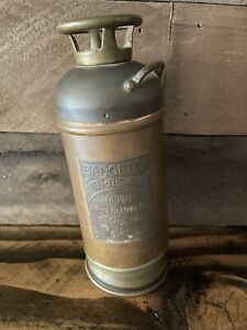 Tabletop Un-Polished "BADGERS" Copper & Brass Vintage Fire Extinguisher Decanter
